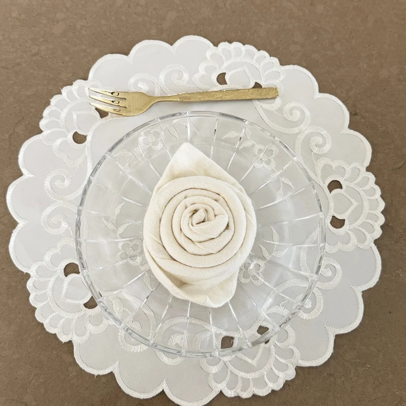 Vintage Spitzen-Tischset, D29 cm