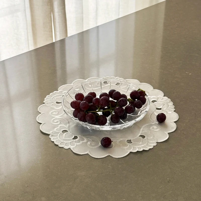 Vintage Spitzen-Tischset, D29 cm