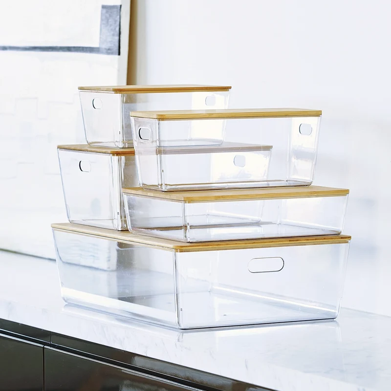 Transparenter Behälter mit Bambusdeckel 6 Liter Ezystorage