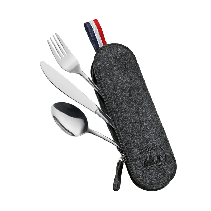 Cilio Besteckset VIAGGIO schwarz 3-tlg.