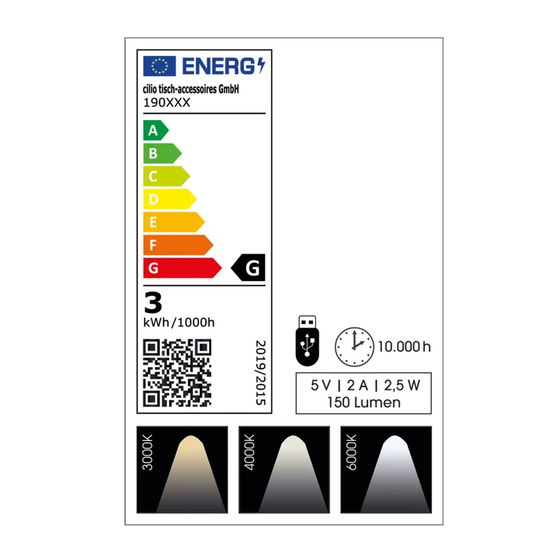 Cilio LED-Tischlampe SOLE schwarz