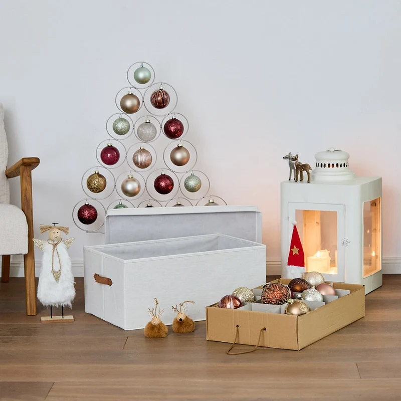 Aufbewahrungsbox für Weihnachtskugeln beige 30 Kugeln Store It