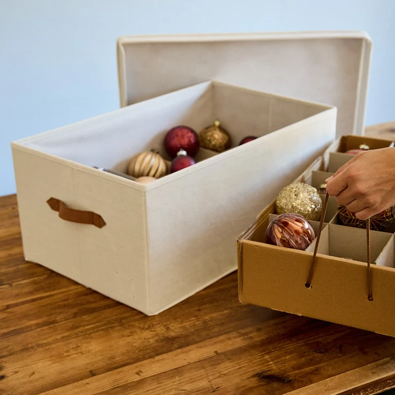 Aufbewahrungsbox für Weihnachtskugeln beige 30 Kugeln Store It