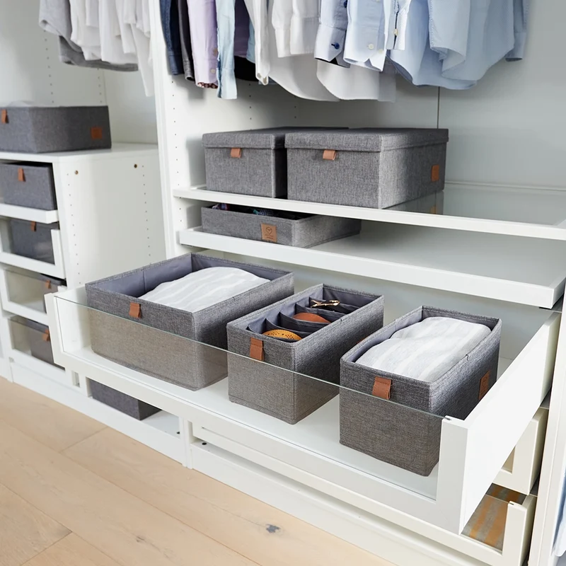 Schubladenkorb grau Kleiderschrank Store It