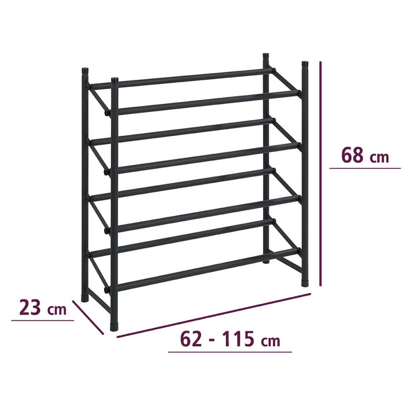 Schwarzes Schuhregal ausziehbar 4 Ebenen Wenko
