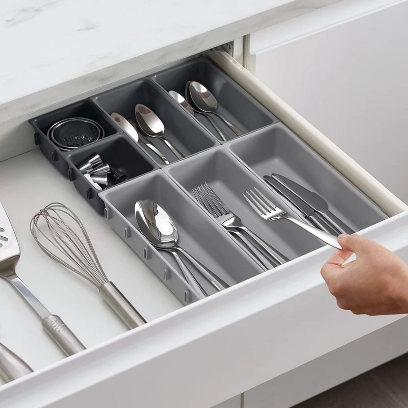 Schubladeneinsatz Modular 7-teilig grau schwarz anklickbar Joseph Joseph - Duo Duo