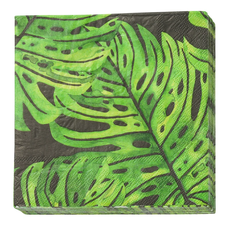 Papierserviette mit grünen Blättern
