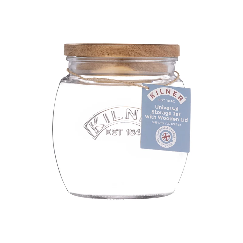 KILNER Universal Glas mit Holzdeckel, 850ml