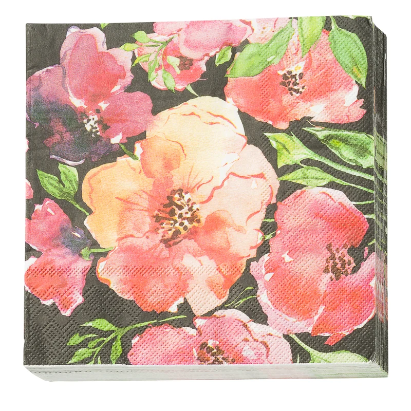 Papierserviette m. großen Blumen