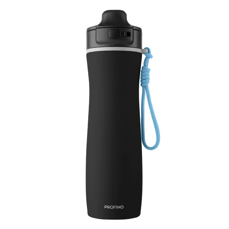 PROFINO Sport-Flasche Active, 600 ml, Edelstahl, schwarz