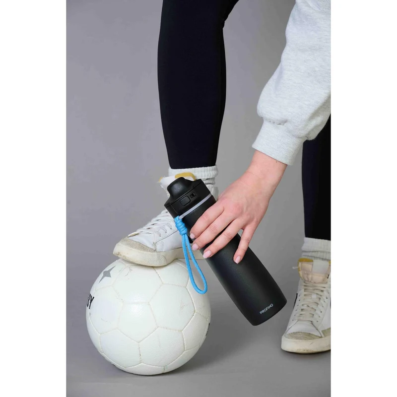 PROFINO Sport-Flasche Active, 600 ml, Edelstahl, schwarz