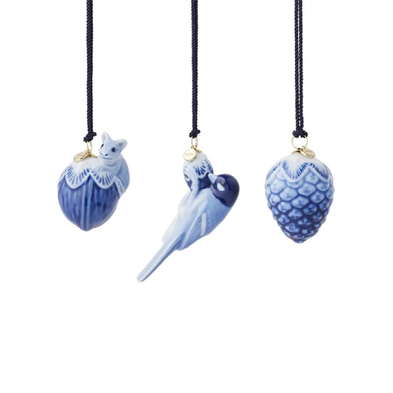 Royal Copenhagen Blaue Sammelartikel Mini-Ornamente, 4,5 cm, 3 Stk.