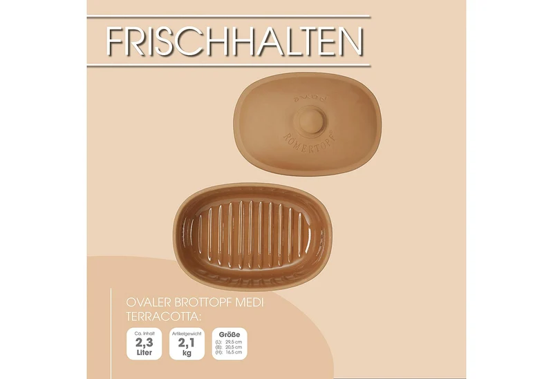 Brot-Frische-Topf oval terracota Römertopf "MEDI"