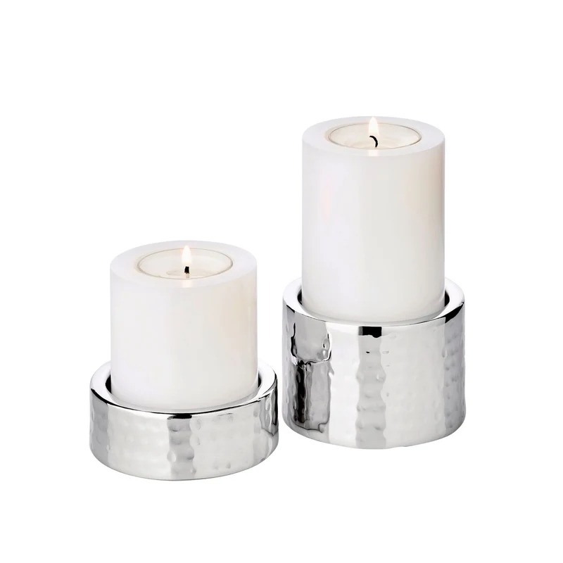 EDZARD Teelichthalter Luca 2er Set, Ø 7,5cm, H: 2,5/5cm
