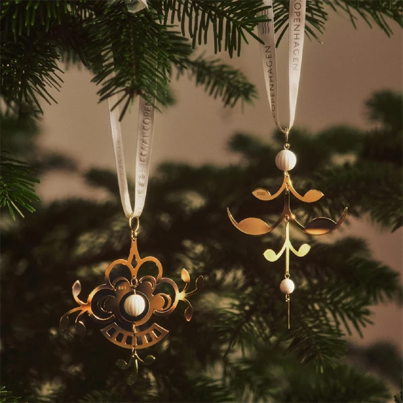 Royal Copenhagen Christmas Vergoldetes Weihnachstornament Palmetto 12cm