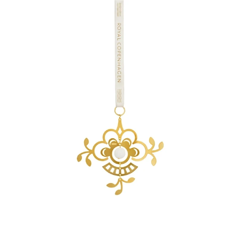 Royal Copenhagen Christmas Vergoldetes Weihnachtsornament Blume 10cm