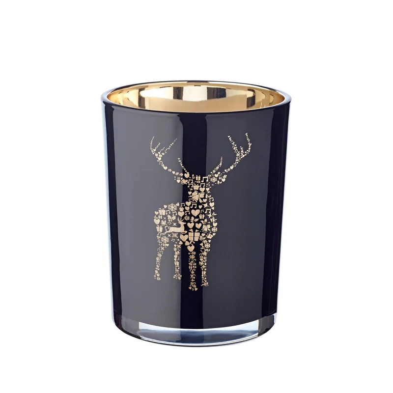 EDZARD Glas Windlicht Fancy schwarz H 13 cm