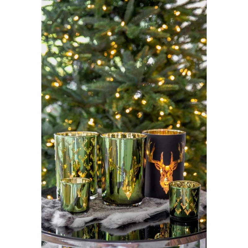 EDZARD Glas Windlicht Hirsch Lio H 18cm