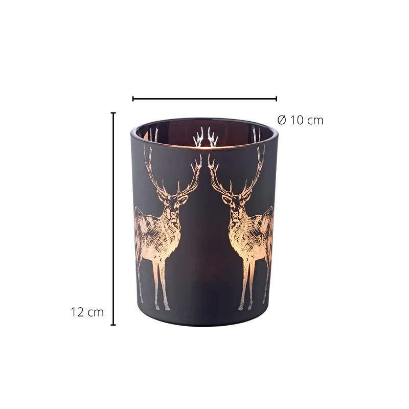 EDZARD Glas Windlicht Hirsch Tiu H 13 cm