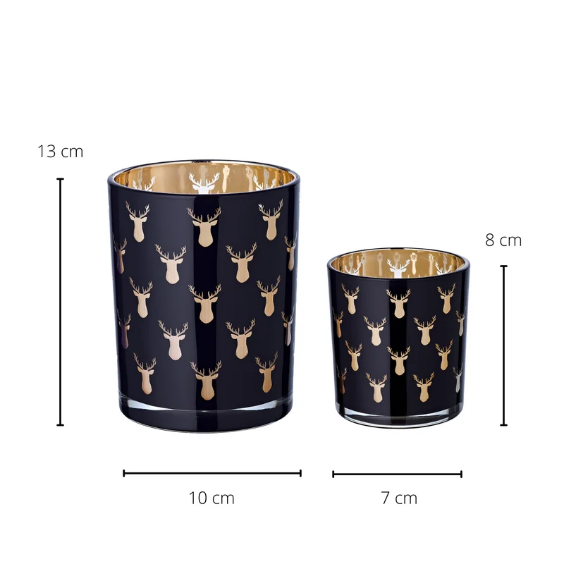 EDZARD Teelicht 2er Set ROSY Ø 7/10 cm, H 8/13 cm