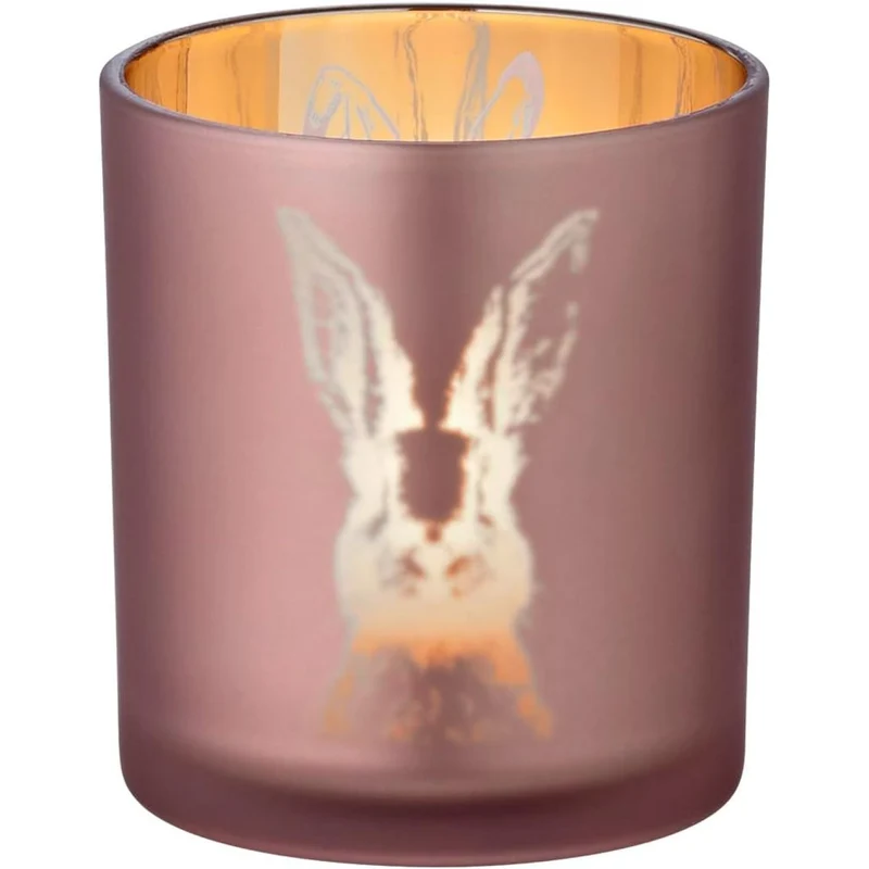 EDZARD Teelicht 2er Set Hase grün / rosa Ø 7 cm, H 8 cm