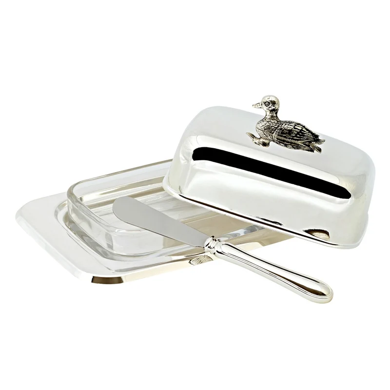 EDZARD Butterdose Ente m. Messer L 18 cm
