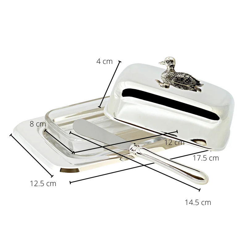 EDZARD Butterdose Ente m. Messer L 18 cm