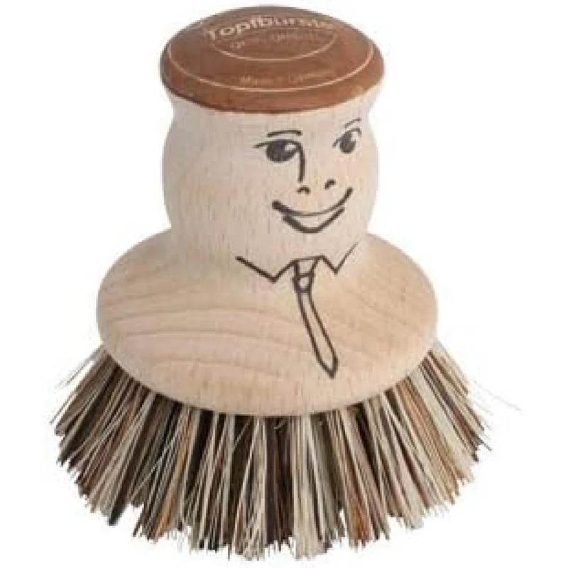 Redecker Topfbürste mit Gesicht unbehandeltes Buchenholz 6,5 cm