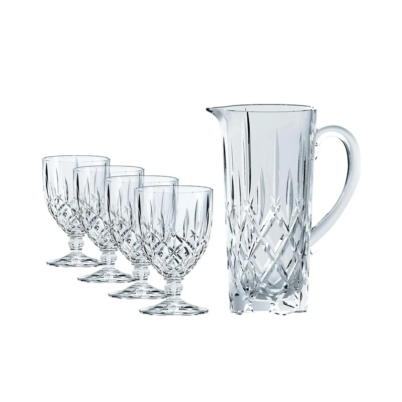 Nachtmann, 5-teiliges Krug-Set, 1x Krug (1190 ml) + 4 All Purpose-Gläser (350 ml), Kristallglas, Noblesse, 102387