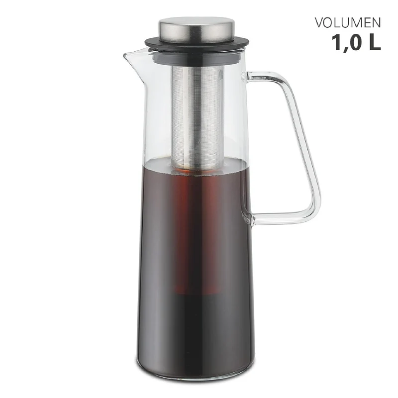 Weis Glaskaraffe mit tiefem Edelstahlfilter 1 L