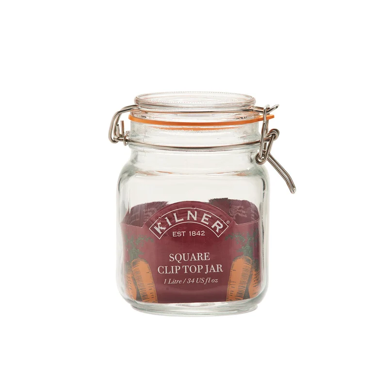 KILNER Quadratisches Bügelverschluss Glas, 1 Liter