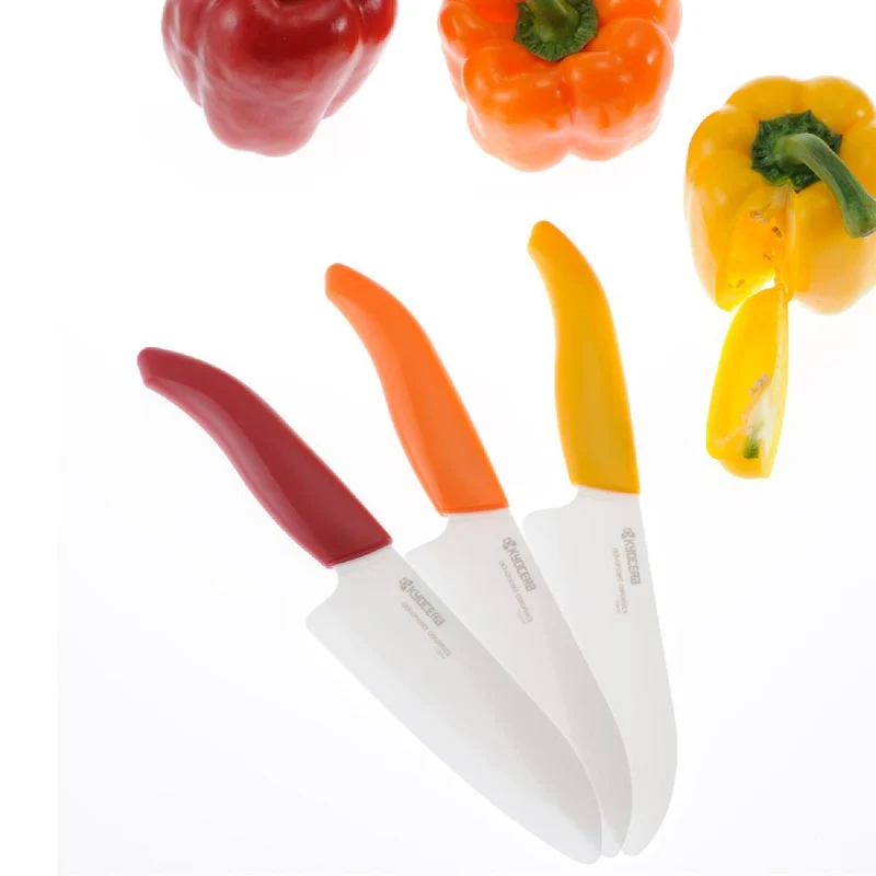 KYOCERA GEN RED Cut & Peel Set: Santoku-Keramikmesser mit Schäler