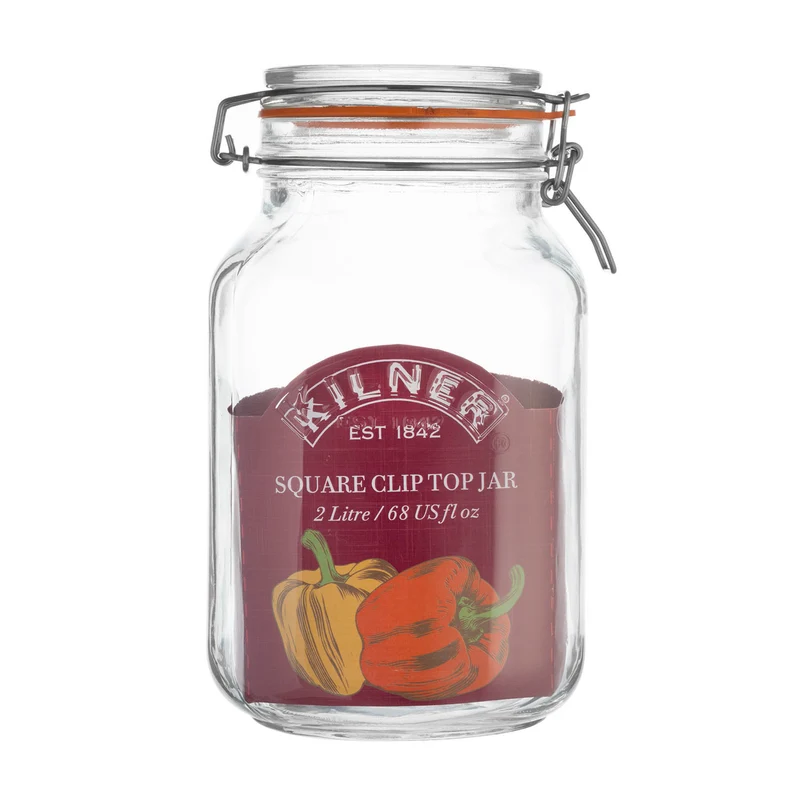 KILNER Quadratisches Bügelverschluss Glas, 2 Liter
