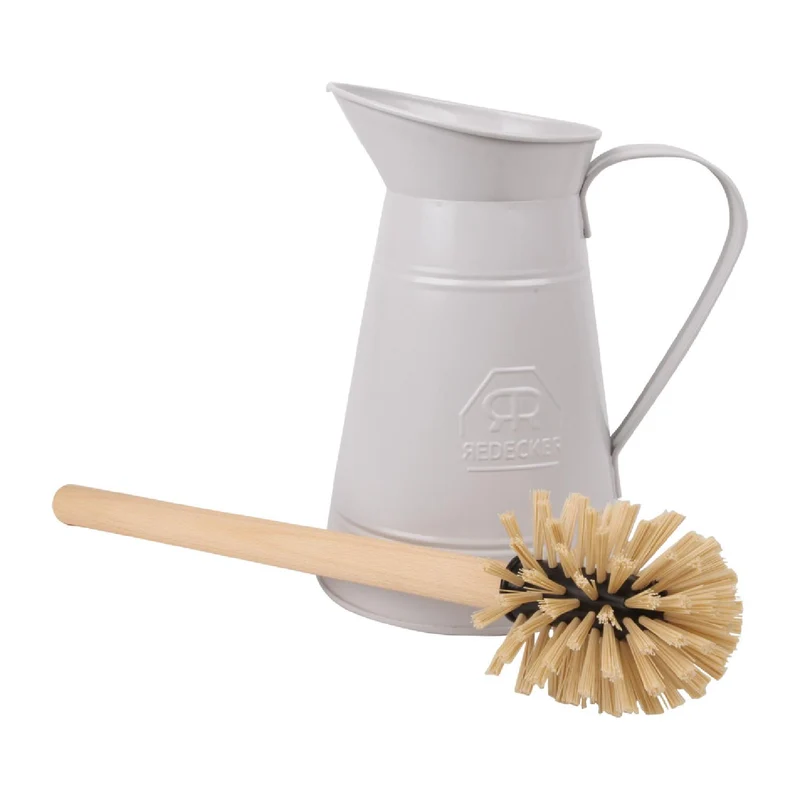 Redecker WC-Metallkanne mit WC-Bürste, weiß