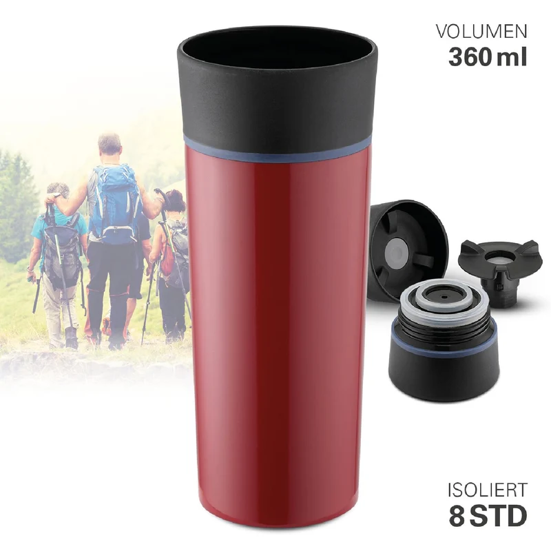 Weis Thermobecher vakuumisoliert rot 360 ml