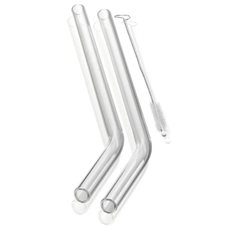 GEFU Glastrinkhalm FUTURE, 23 cm gebogene Form, 4 Stück transparent mit Bürste