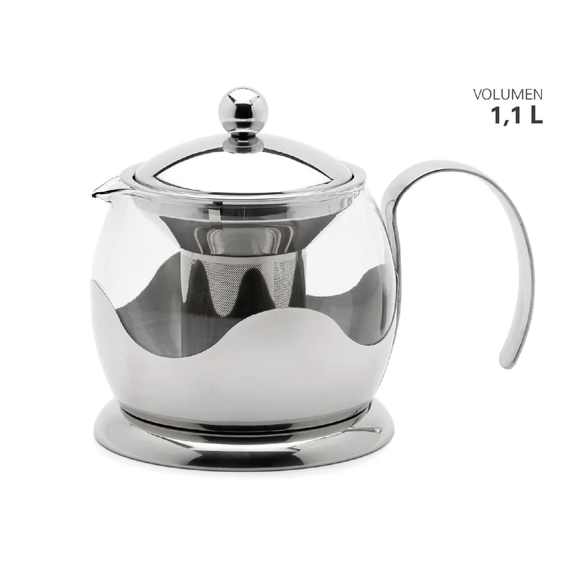 Teekanne Glas/Edelstahl 1100 ml