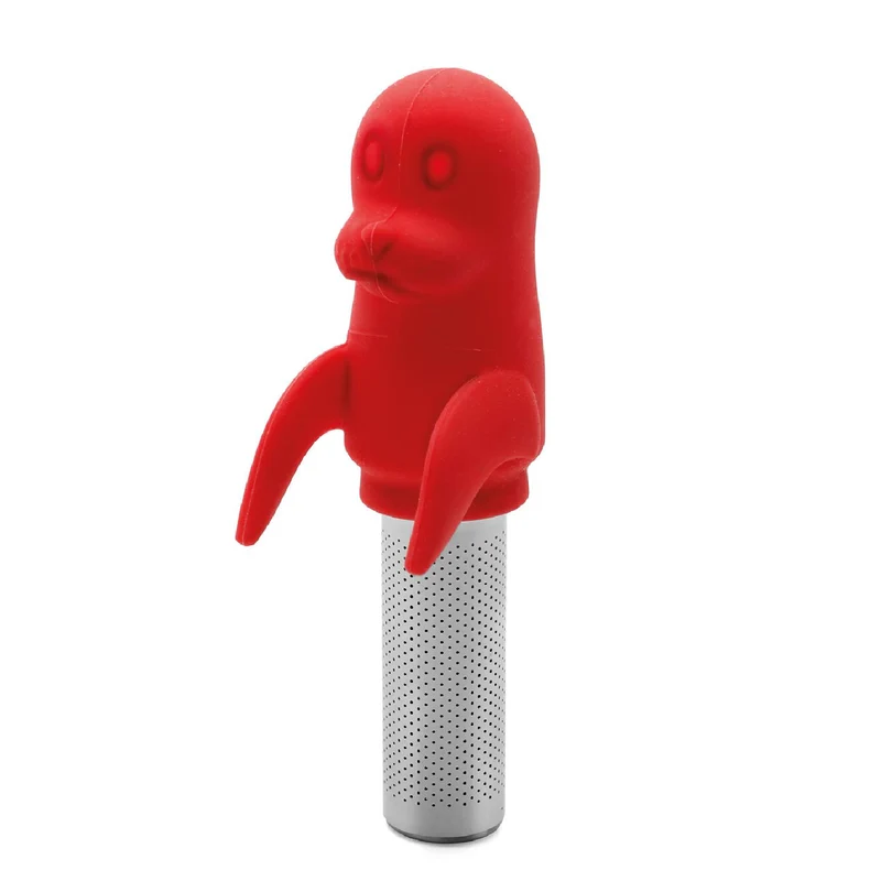 Weis Teebrüher Seelöwe Edelstahl / Silikon rot