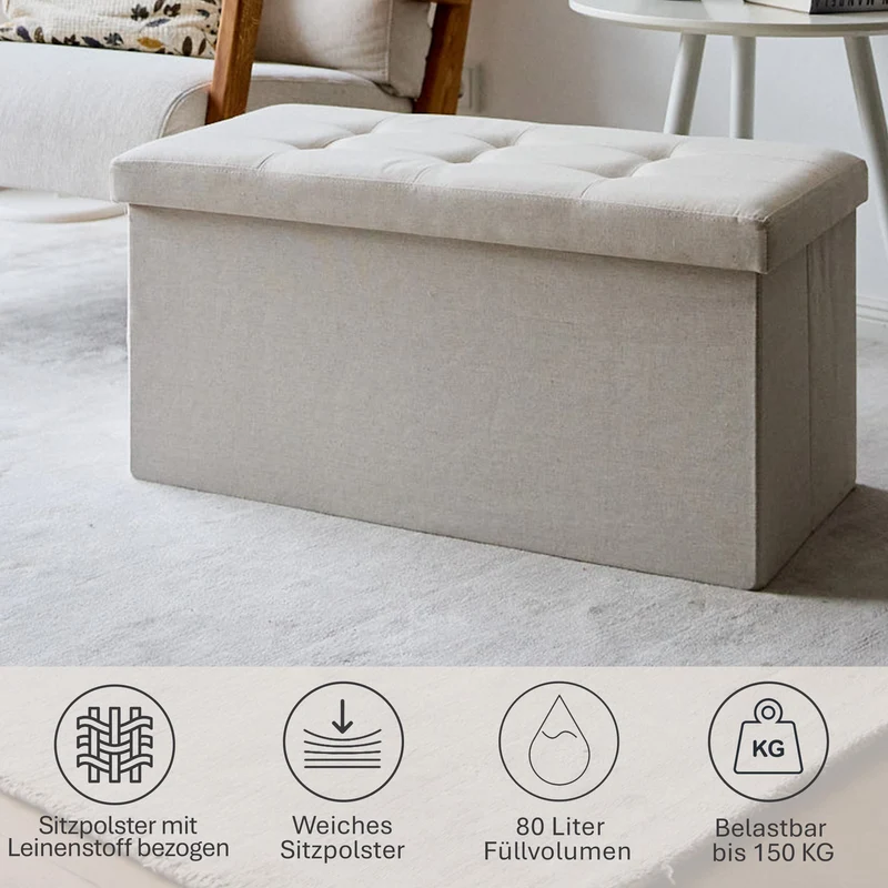 LOVE IT STORE IT Sitzbank mit Stauraum, 76x38x38 cm – PREMIUM
