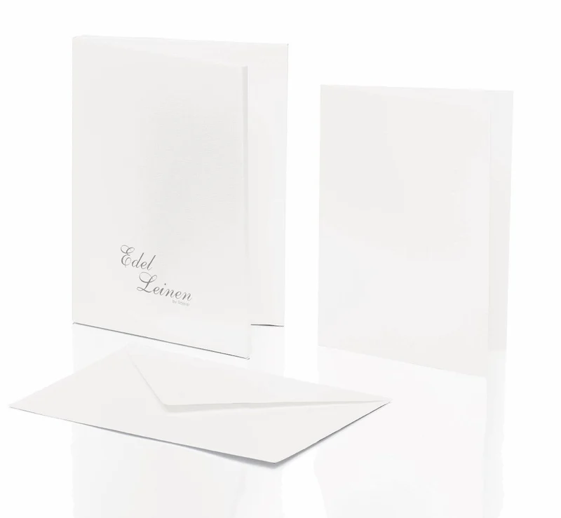 Briefpapier-Set 8er | Umschläge C6 | Karten A6/8 | Leinenprägung | weiß