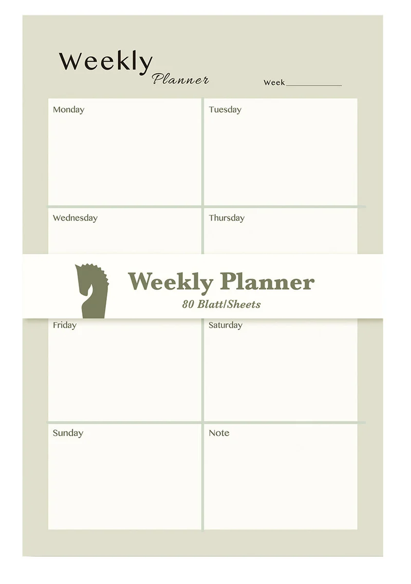 Easy Planning Weekly Planner, Sage / 80 Blatt, bedruckt