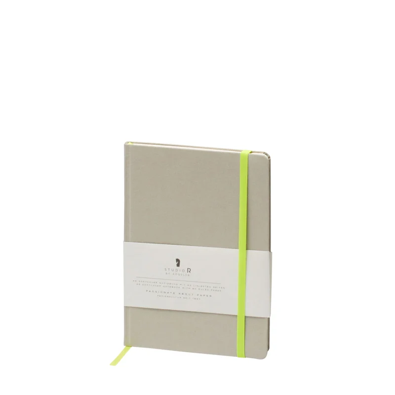 Notizbuch „Neon“ | A5 | Soft Cover - Stoffbezug | Mit Gummizug | stone