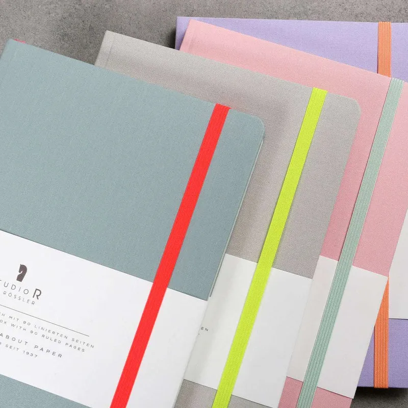 Notizbuch „Neon“ | A5 | Soft Cover - Stoffbezug | Mit Gummizug | stone