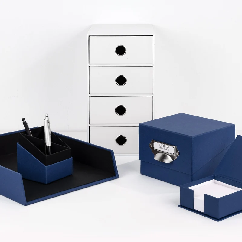 S.O.H.O. Zettelkasten | Mit Deckel | 250 Blatt | 11x11cm | navy-blau