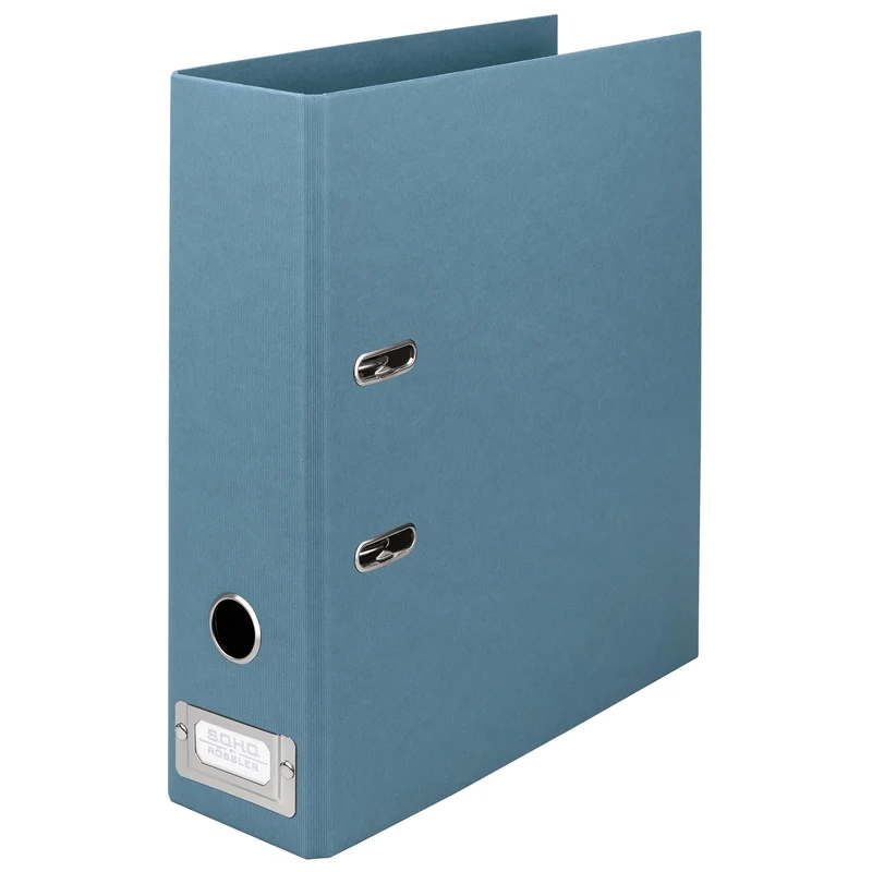 S.O.H.O. Ordner breit | A4 | 8cm | Mit Rückenschild aus Metall | denim-blau