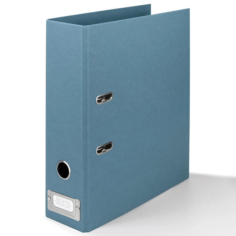 S.O.H.O. Ordner breit | A4 | 8cm | Mit Rückenschild aus Metall | denim-blau