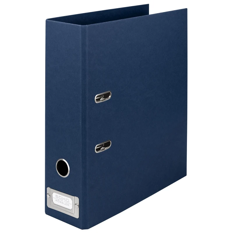 S.O.H.O. Ordner breit | A4 | 8cm | Mit Rückenschild aus Metall | navy-blau