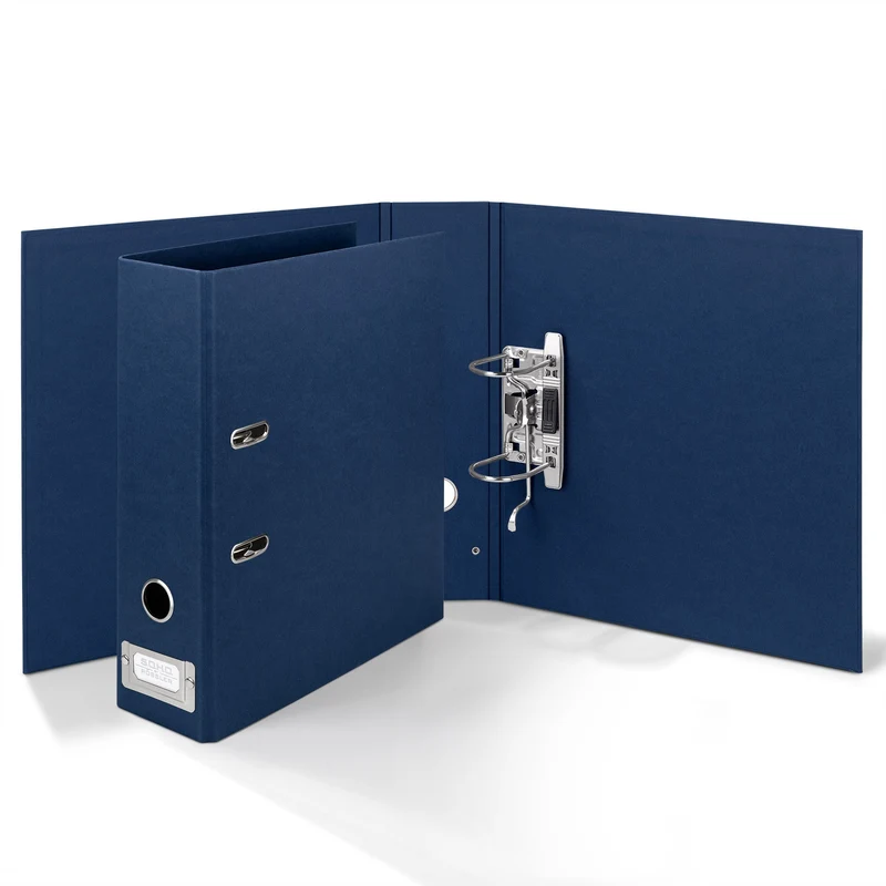 S.O.H.O. Ordner breit | A4 | 8cm | Mit Rückenschild aus Metall | navy-blau
