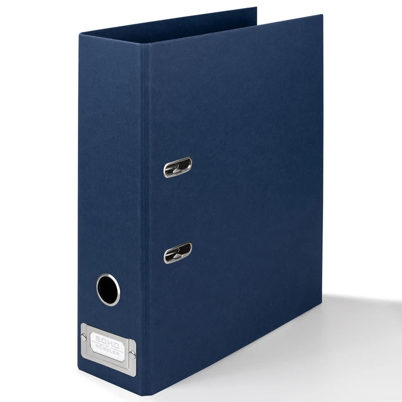 S.O.H.O. Ordner breit | A4 | 8cm | Mit Rückenschild aus Metall | navy-blau