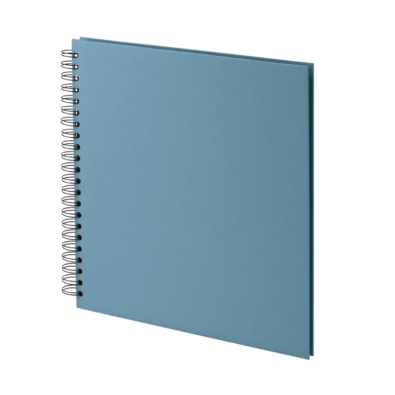 S.O.H.O. Spiral Fotoalbum Blanko | 31x30cm | 60 schwarze Seiten | denim-blau